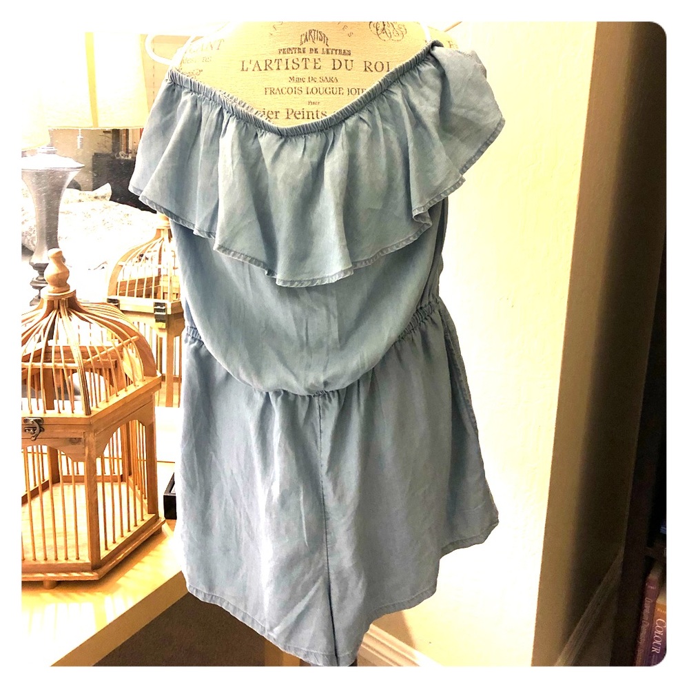 Aerie off-the-shoulder chambray romper